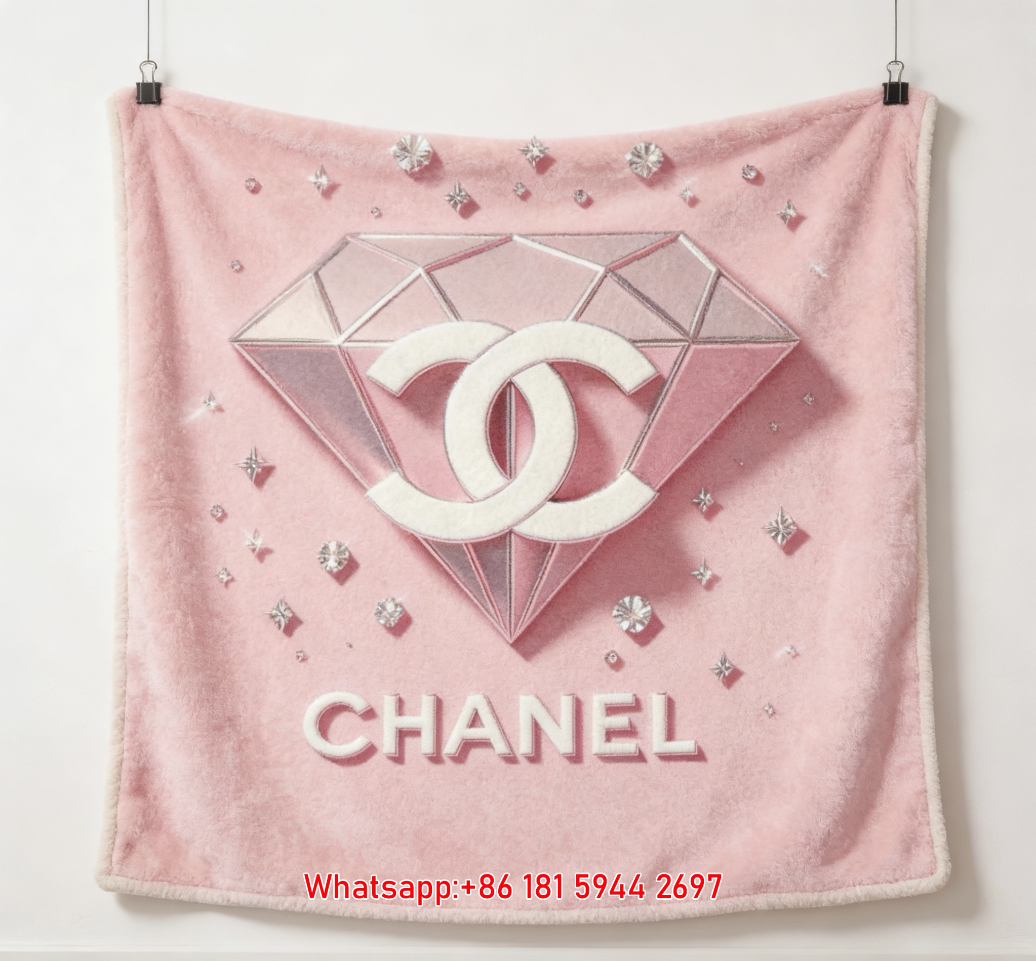 Chanel Pink Diamond Flannel Throw Blanket IMG_7130